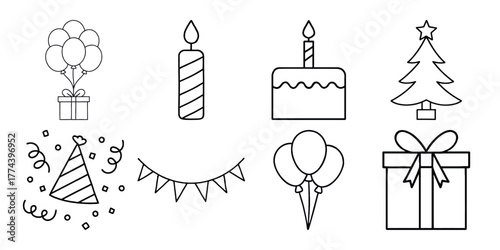 Collection of diverse festival and celebration graphic elements