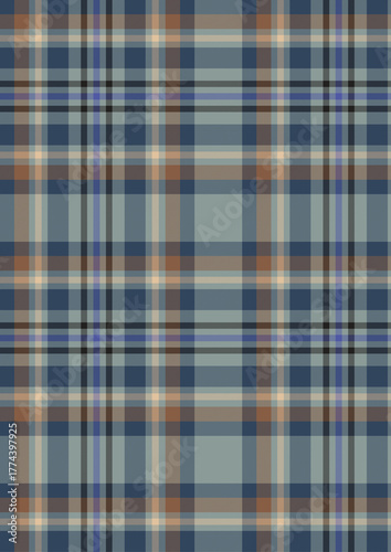 Wallpaper Mural Plaid fabric pattern, blue, brown, cream, seamless for textiles, and for designing clothes, skirts or decorative fabrics. Vector illustration. Torontodigital.ca