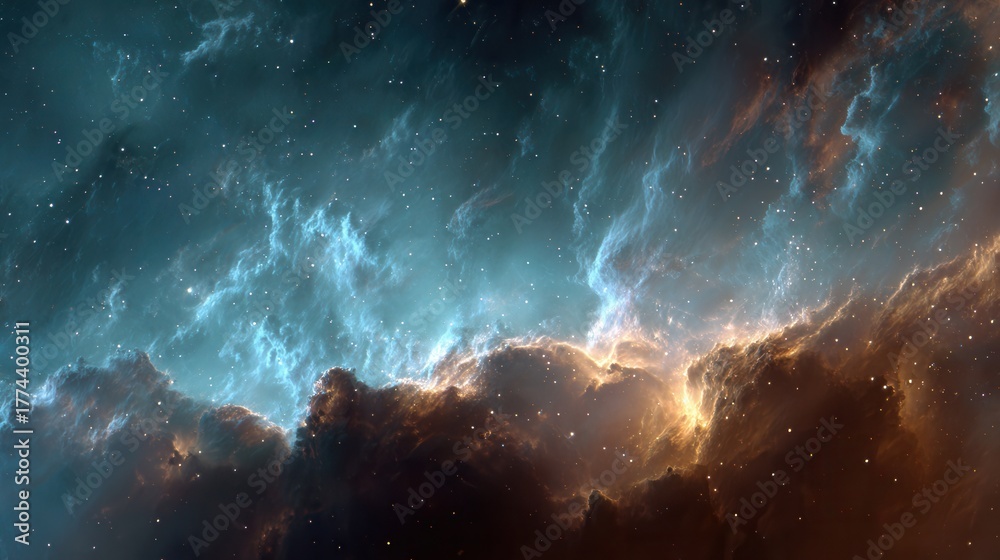 Fototapeta premium glowing interstellar gas cloud, nebula cosmic background