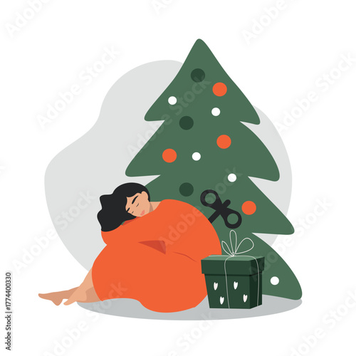 vector illustration in flat style. sadness and burnout in christmas