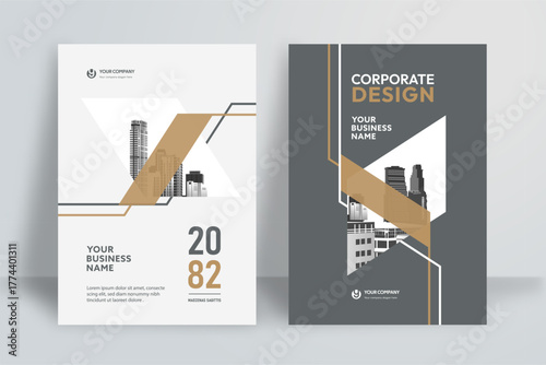 Business Report Cover Template – Brown Geometric Layout (A4)
