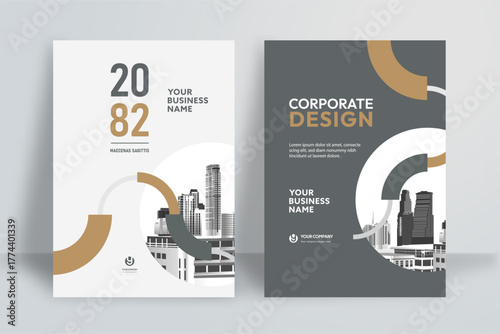 Business Report Cover Template – Brown Geometric Layout (A4)