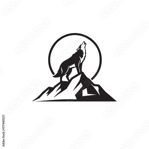 Wolf howling silhouette vector