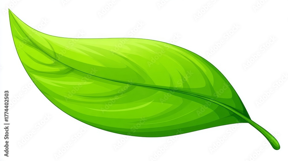 Obraz premium In a close-up shot, the detailed texture and natural beauty of a vibrant green leaf branch are prominently displayed