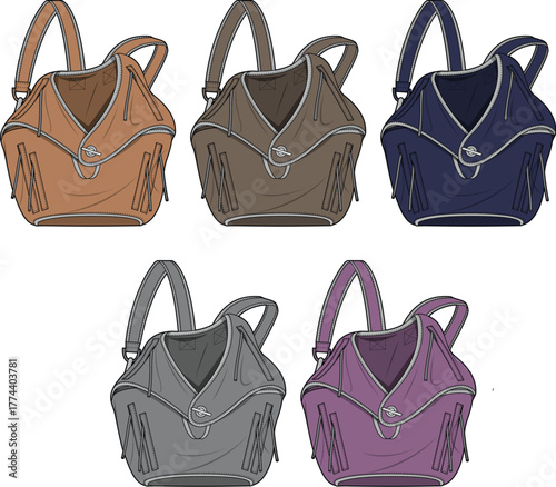 Diverse Collection of Fashionable Backpacks in Various Rich Colors