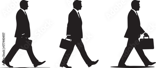 Silhouette of a businessman isolated on white background. Professional male figure representing work, office, leadership, corporate, and business concepts.