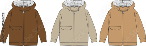 Stylish Hooded Jacket Collection Three Color Variants for Fashion and Warmth