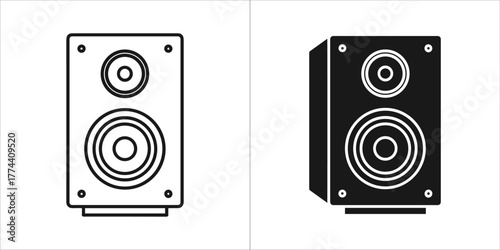 Speaker icon, outline and solid fill