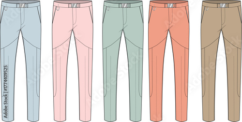 Vector Illustration Colorful Technical Pants for Outdoor Fashion and Design