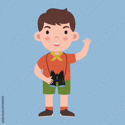Boy with binocular new illustration