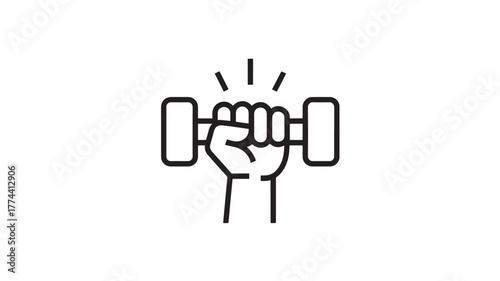 Hand holding dumbbell line icon simple vector illustration for fitness and exercise isolated on white background