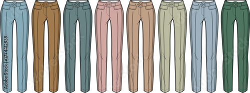 Array of Stylish Pants A Spectrum of Colors and Modern Designs for Various Fashion Tastes