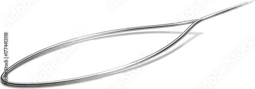 Silver metal wire loop simple and clean design isolated on white background