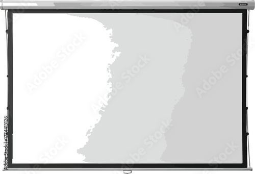 Projection screen on white background blank canvas for presentation isolated vector illustration