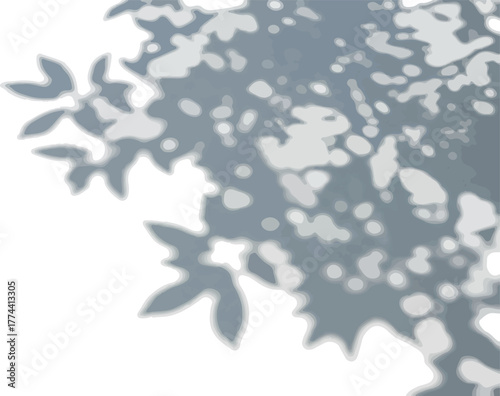 Blurred tree branch shadow with leaves natural light overlay effect isolated on white background