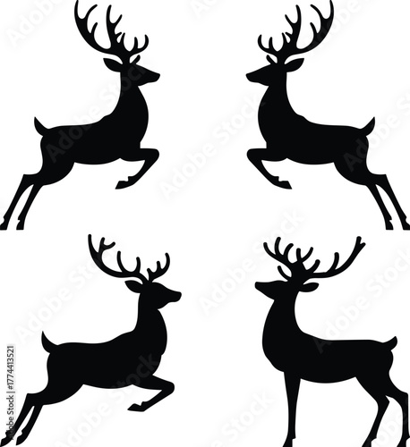 Majestic reindeer silhouettes classic christmas icons festive holiday spirit winter animals
