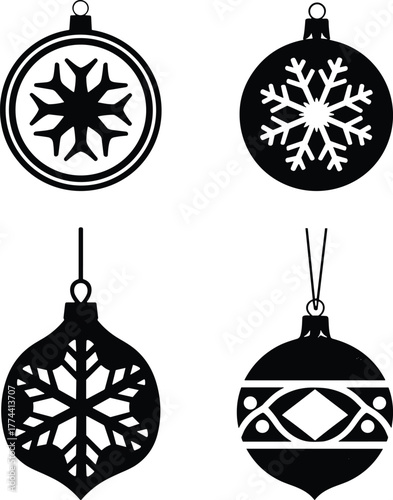 Classic christmas ornaments set festive holiday decor icons for seasonal celebrations and winter themes