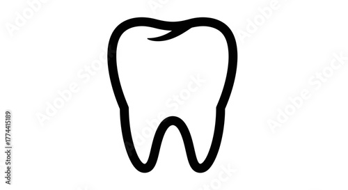 Simple black and white outline illustration of a healthy human tooth.