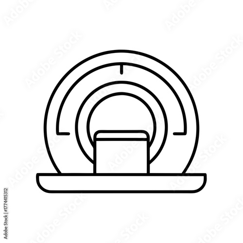 Outline drawing of an mri scanner machine design on transparent background