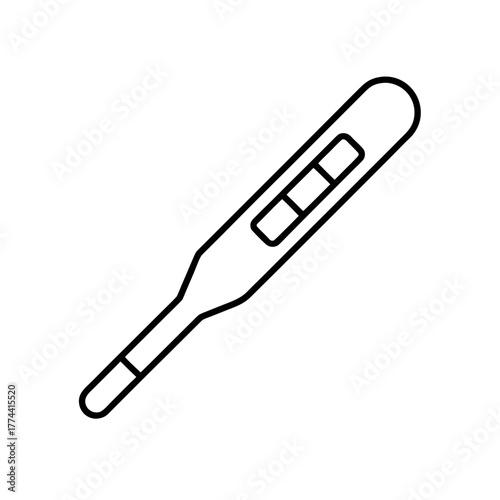 Illustration of a digital thermometer in black line on transparent background