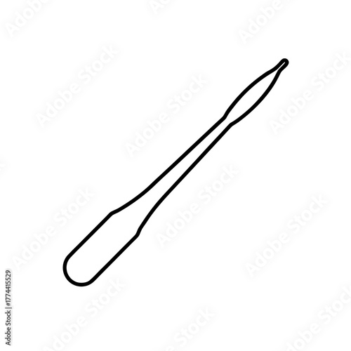 Outline drawing of a pipette on a white background on transparent background