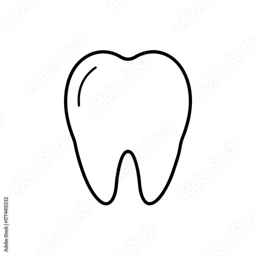 Simple line drawing of a single molar tooth shape on transparent background