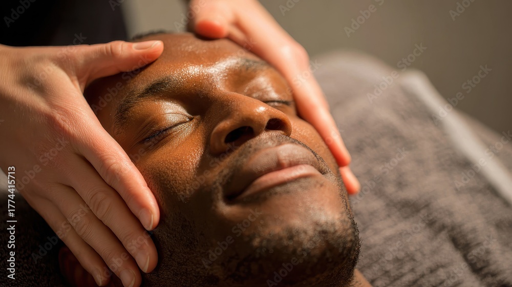 Naklejka premium Man receiving a facial massage