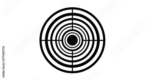 Concentric circles form a target with crosshairs on a white background.