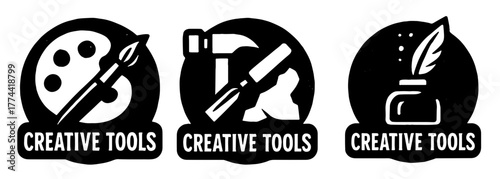 クリエイティブツール シンボルアイコンセット、Creative tools symbol set