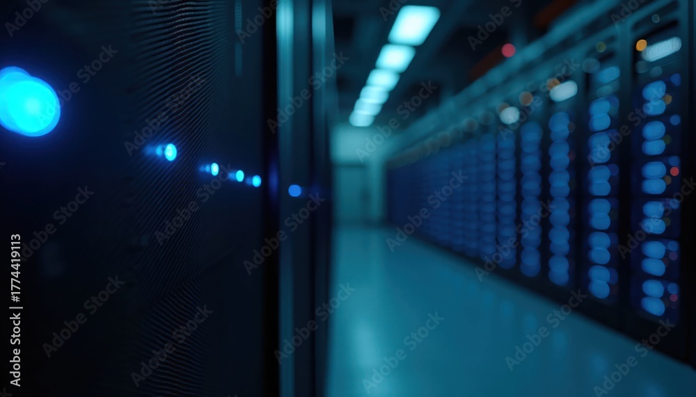 Fototapeta premium High tech data center professional stock photo composition, Generate Ai