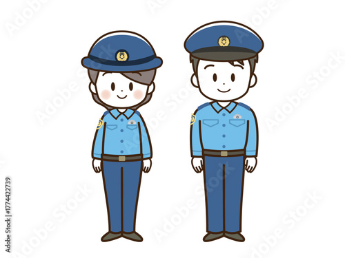 警察官_男女_線画