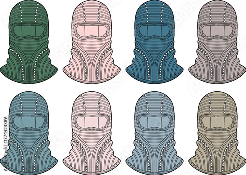 Collection of Balaclavas in Various Colors and Textures
