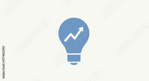 Innovative idea growth symbol with lightbulb and arrow.