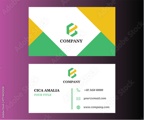 Professional corporate business card layout with a clean, modern geometric pattern. Ideal for company branding and personal networking