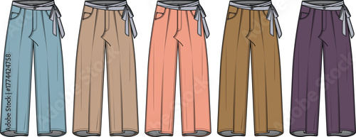 Collection of Stylish Wide-Leg Pants in Various Colors for Versatile Fashion