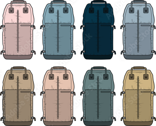 Variety of Backpacks in Different Colors and Styles, Isolated on White Background