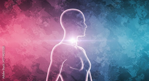 Silhouette of a Human Body with Abstract Colorful Background
