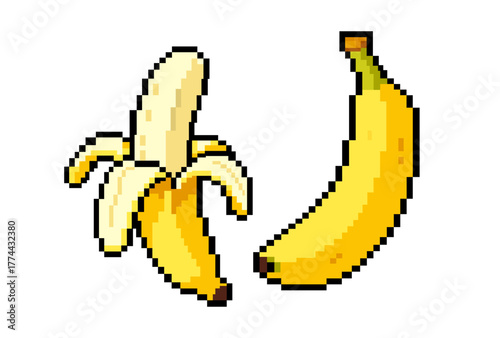 Banana pixel illustration flat design