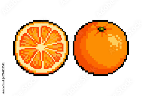 Orange pixel illustration flat design