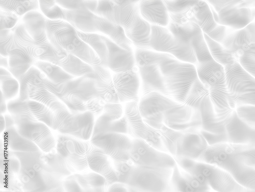 Abstract white transparent water shadow surface texture natural ripple background. Top view. Photo. 