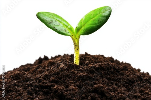 Young sprout growing in the ground isolated