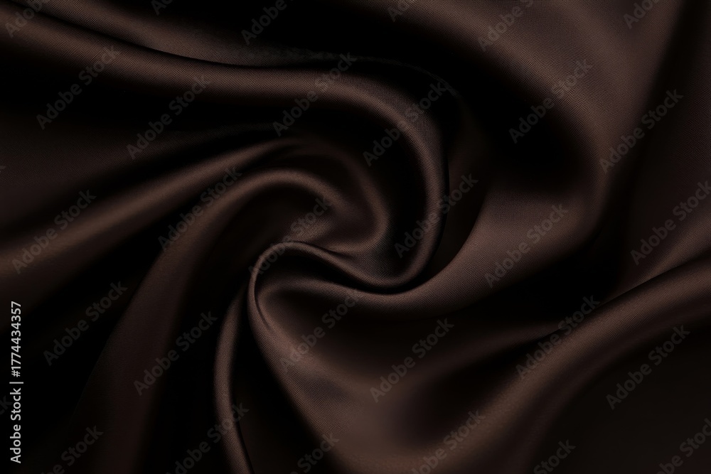 Fototapeta premium Black dark chocolate brown background. Silk satin fabric. Luxury elegant beauty premium rich. Shiny glitter shimmer silky. Drapery fold crease. Christmas birthday Valentine romance festival. 