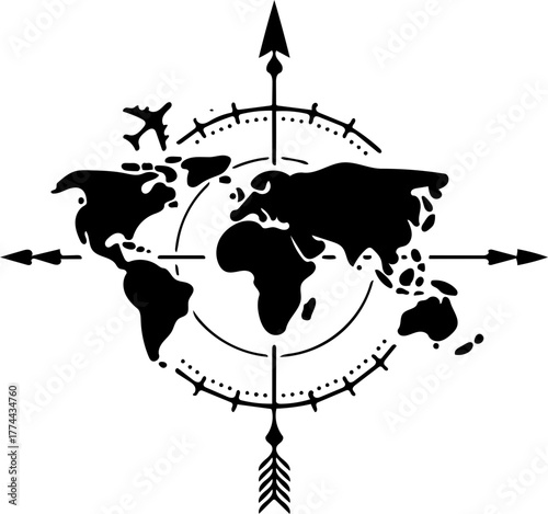 World Compass Travel Icon Explore the Globe with Direction and Adventure - Destination