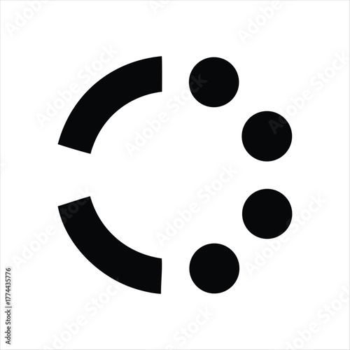 Abstract Circular Logo Design Modern Concept Featuring Dots and Curved Shapes in Black and White
