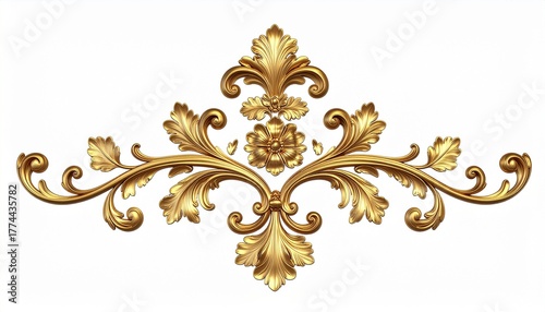 antique gold ornament isolated on white background