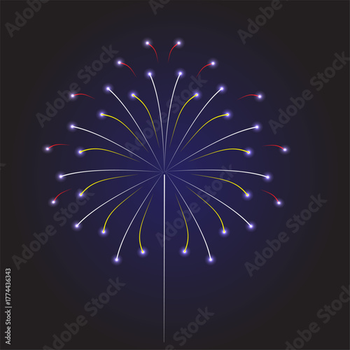 Fireworks vector icon. Bright in the Dark firework Design for New Year, holiday greetings and party invitations