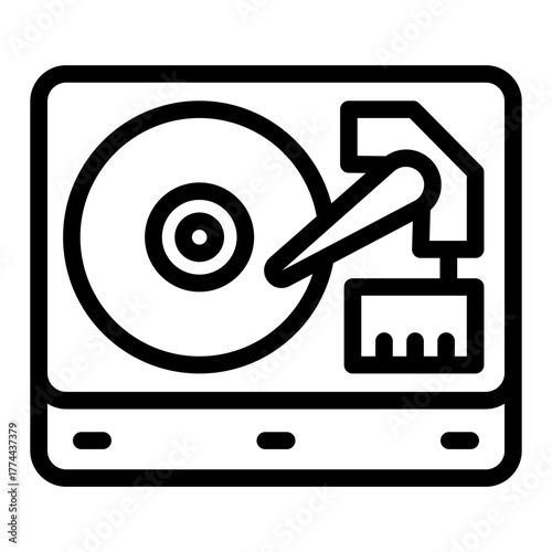 Hard disk drive line icon, cyber monday concept. Vector graphics. Media device for files storage, technology files sign on white background, style icon mobile or web design.