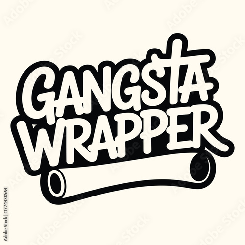 Gangsta Wrapper creative text illustration and humorous holiday gift wrap