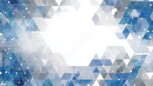 Geometric Abstraction: A captivating composition of interconnected shapes and textures, rendered in a palette of cool blues and greys. This artwork embodies the essence of modernity and design.