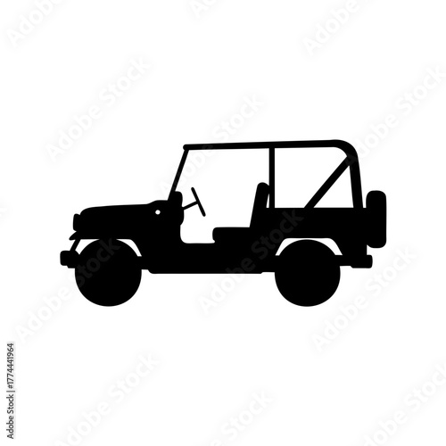 Black Silhouette of a Classic Off Road Vehicle Ready for Adventure